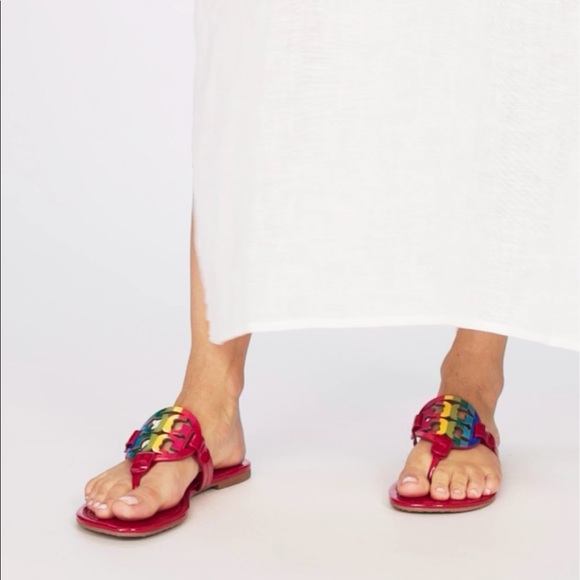 tory burch red rainbow sandals